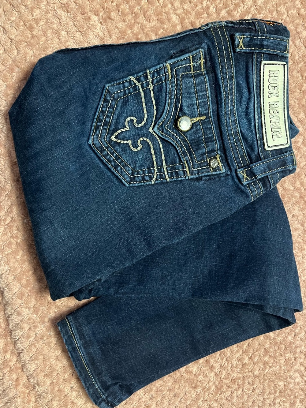 Rock Revival Dark Navy Skinny Jeans with Contrast Stitching